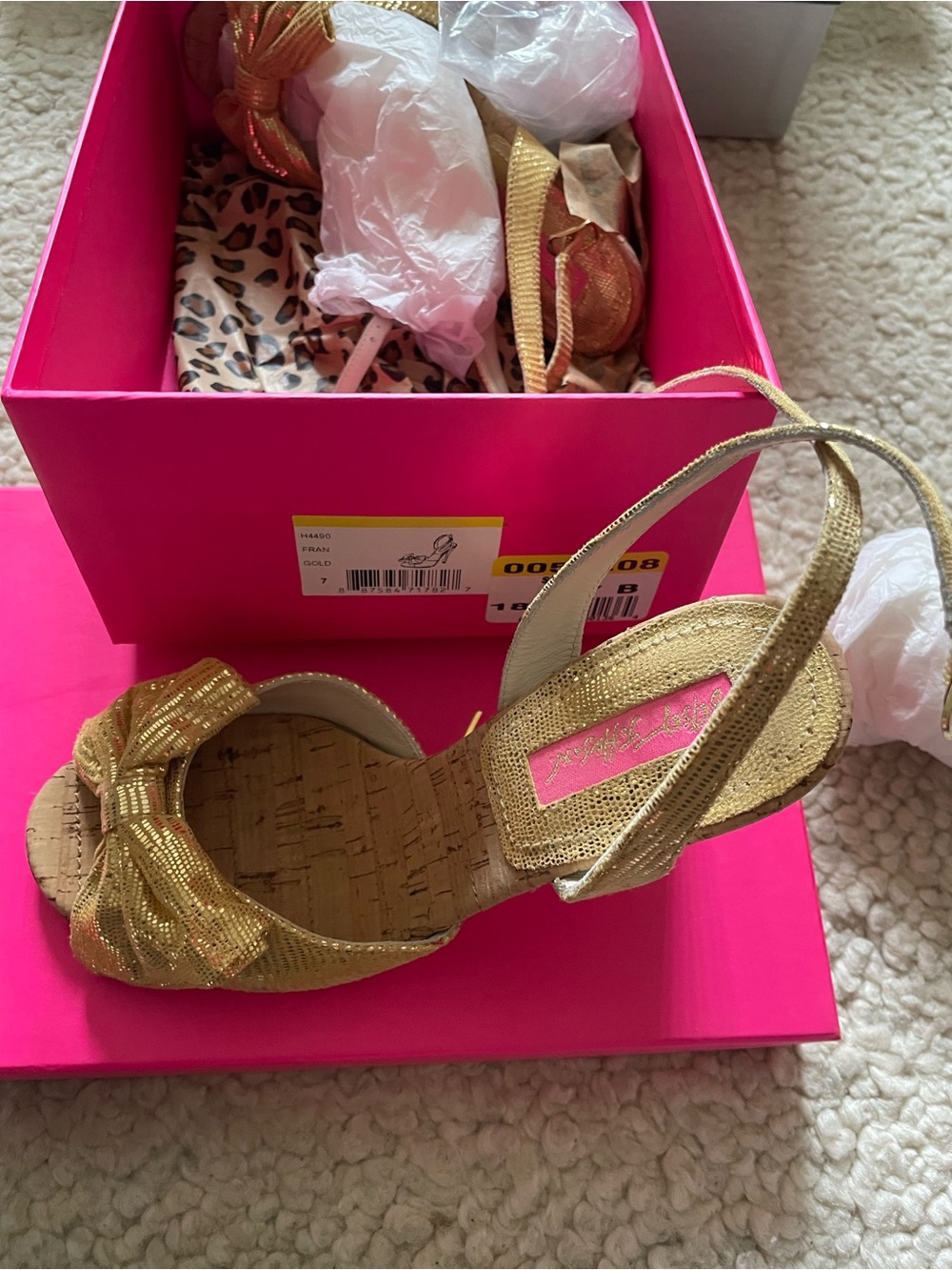 Betsey Johnson Gold Bow Slingback Heels